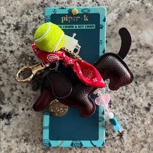 Piper K Brown Dog Keychain with Red Bandana